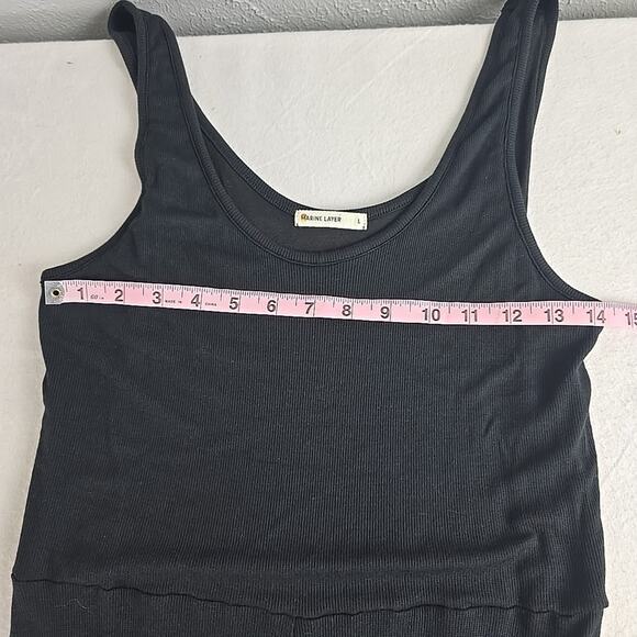 Marine Layer Lexi Rib Fit and Flare Midi Tank Dress Large Black Beach Travel - Picture 8 of 13